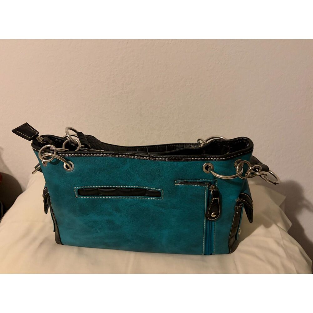 Turquoise & Black Rhinestone Cross Handbag – New - Picture 2 of 6